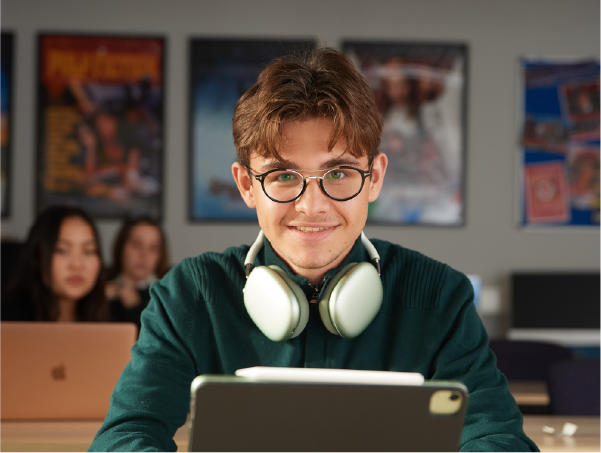 Student with headphones