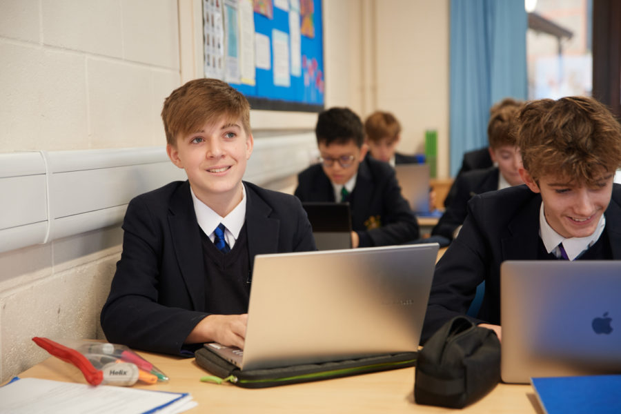 Student at computer