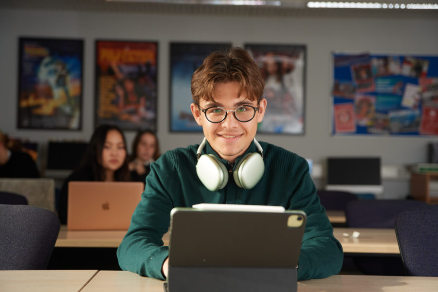 student in classroom