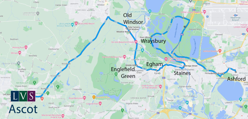 Map of Ashford bus route