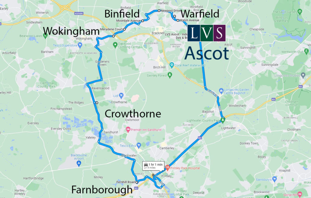 Map of Binfield Bus Route
