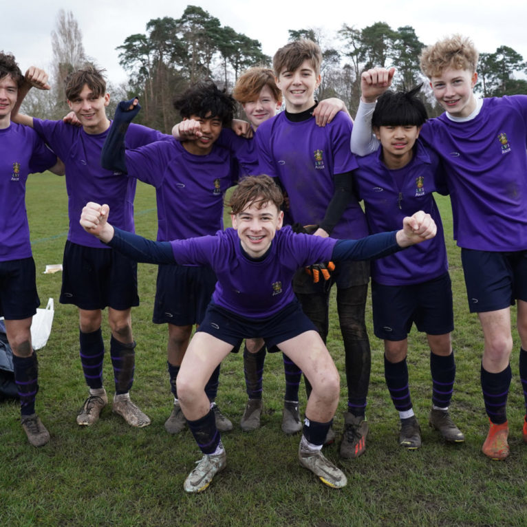 LVS football team celebrating