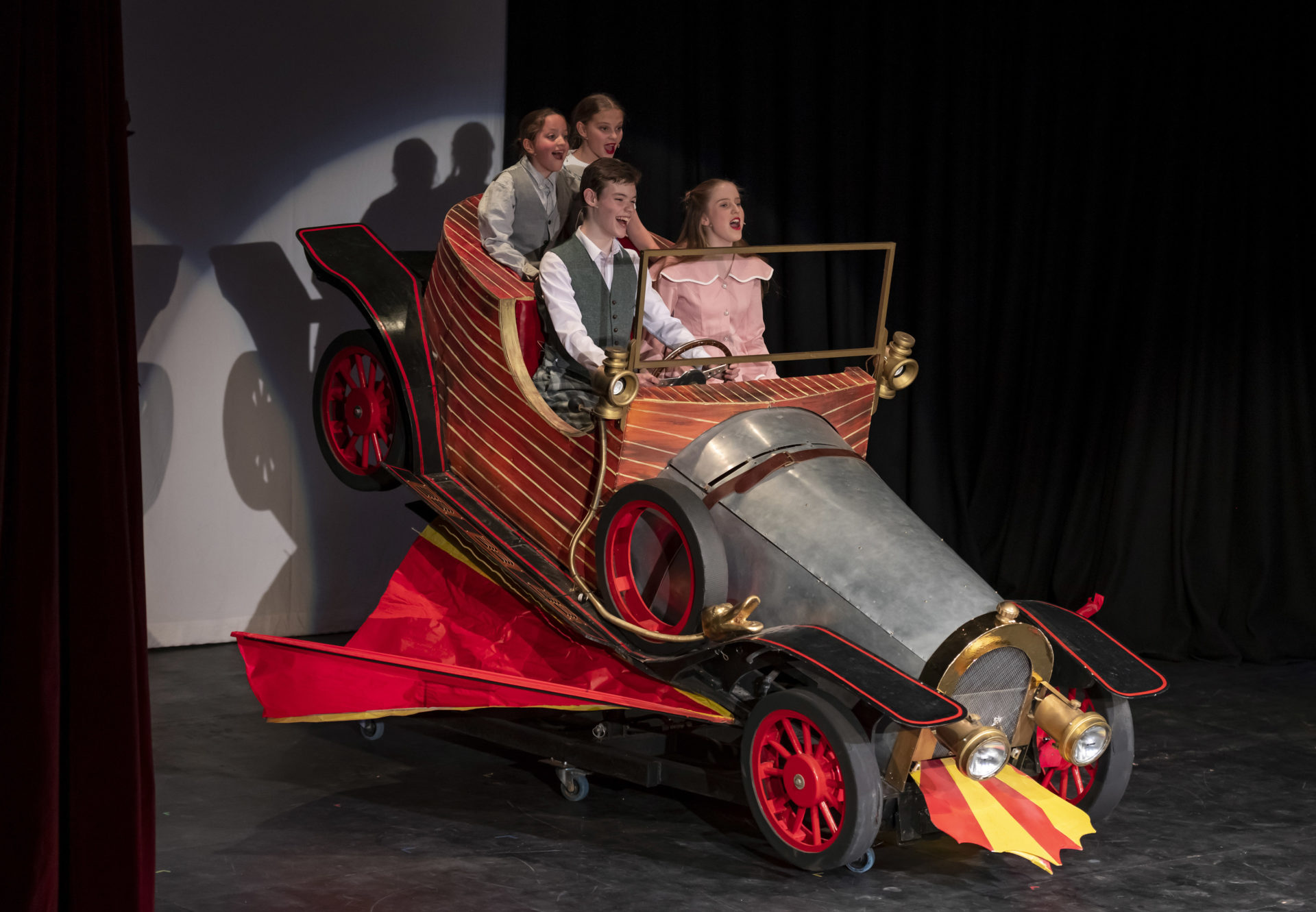 student performing in the school production of Chitty Chitty Bang Bang