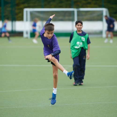 Playing football on the All-Weather pitch