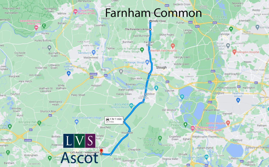 Map of Farnham Common Bus Route