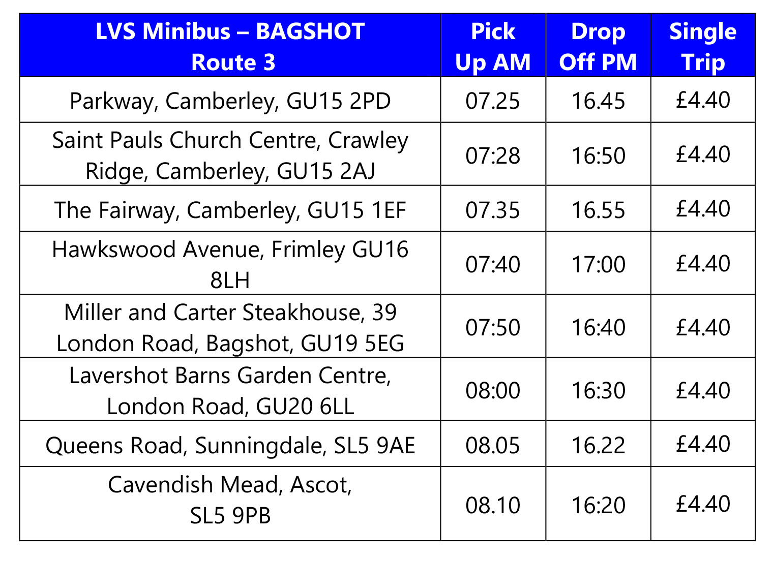 lvs ascot bus route
