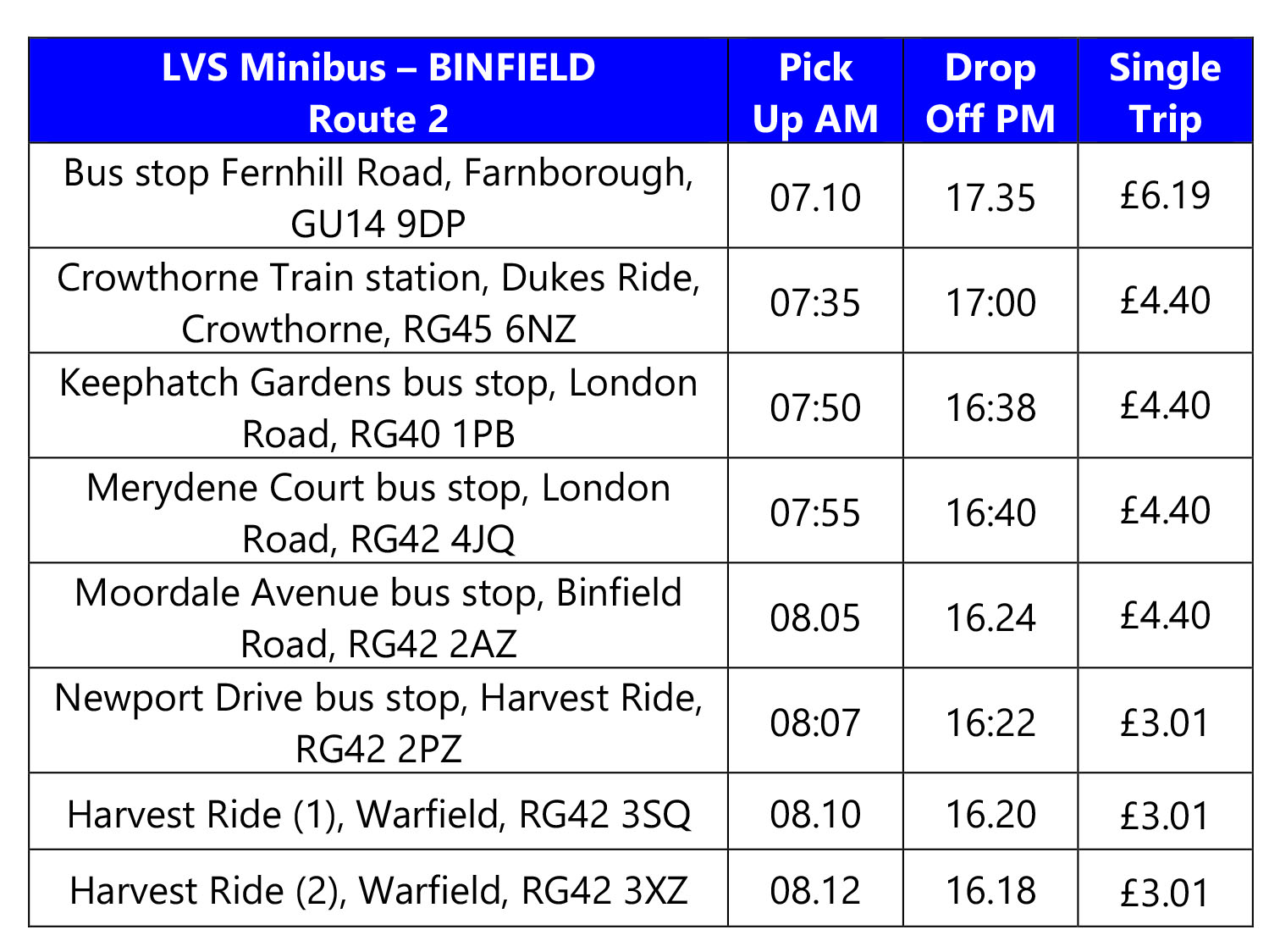 lvs ascot bus route