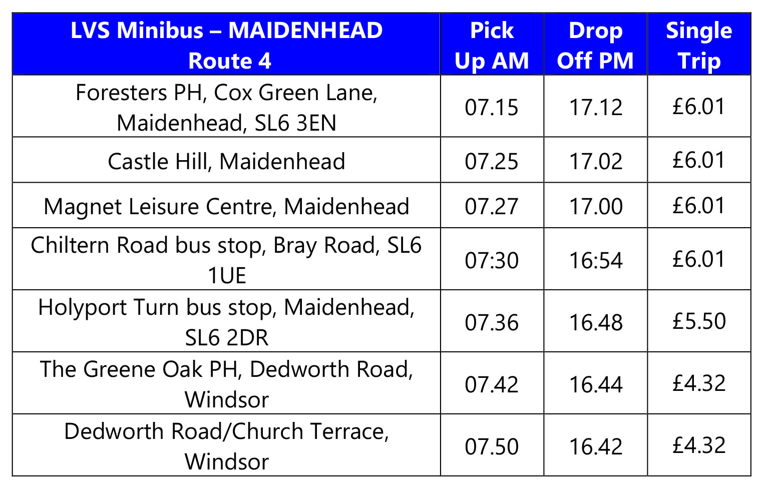 lvs ascot bus route